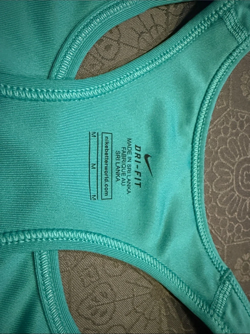 Nike Aqua Racerback Sports Bra with White Swoosh